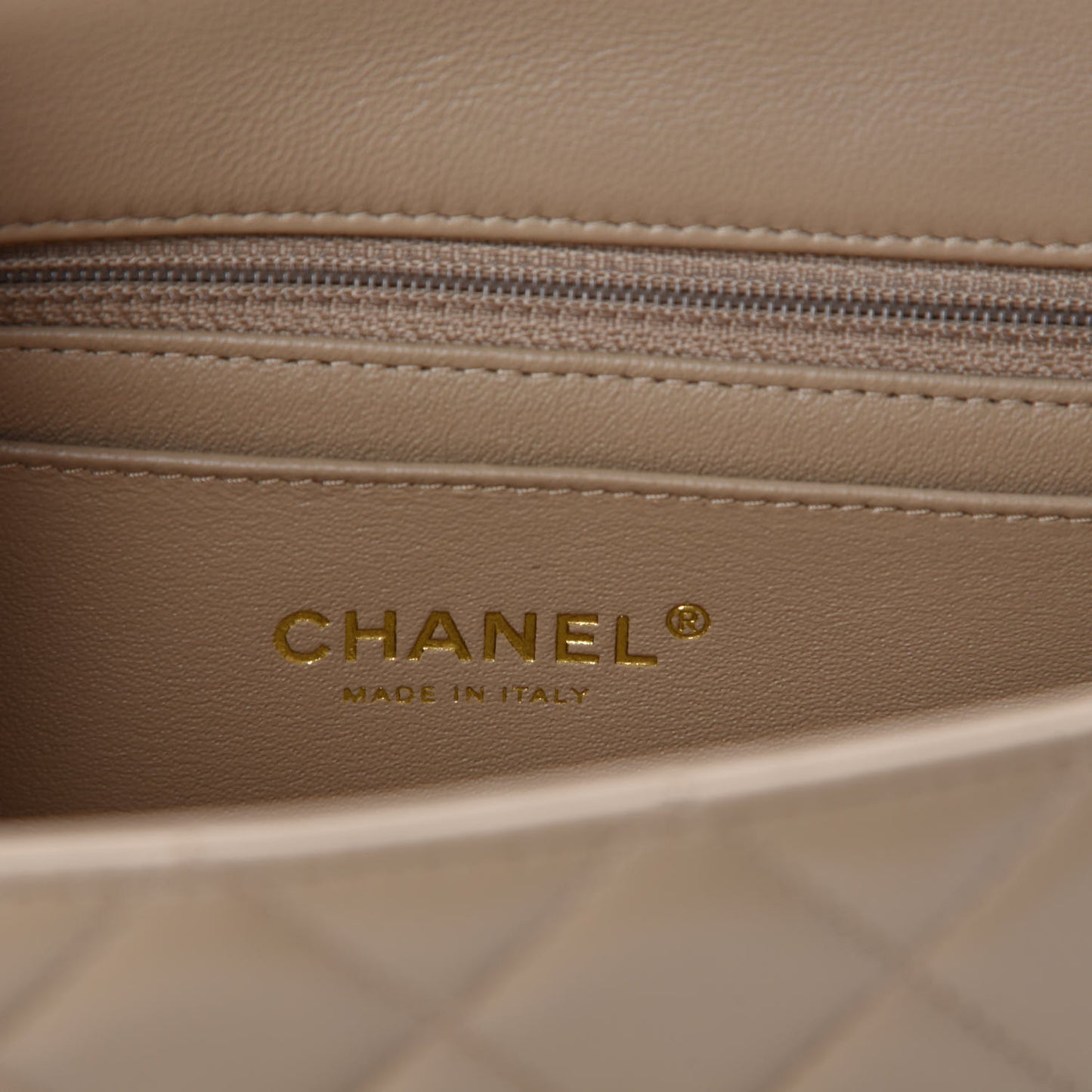 Lambskin Quilted Mini Rectangular Flap Beige