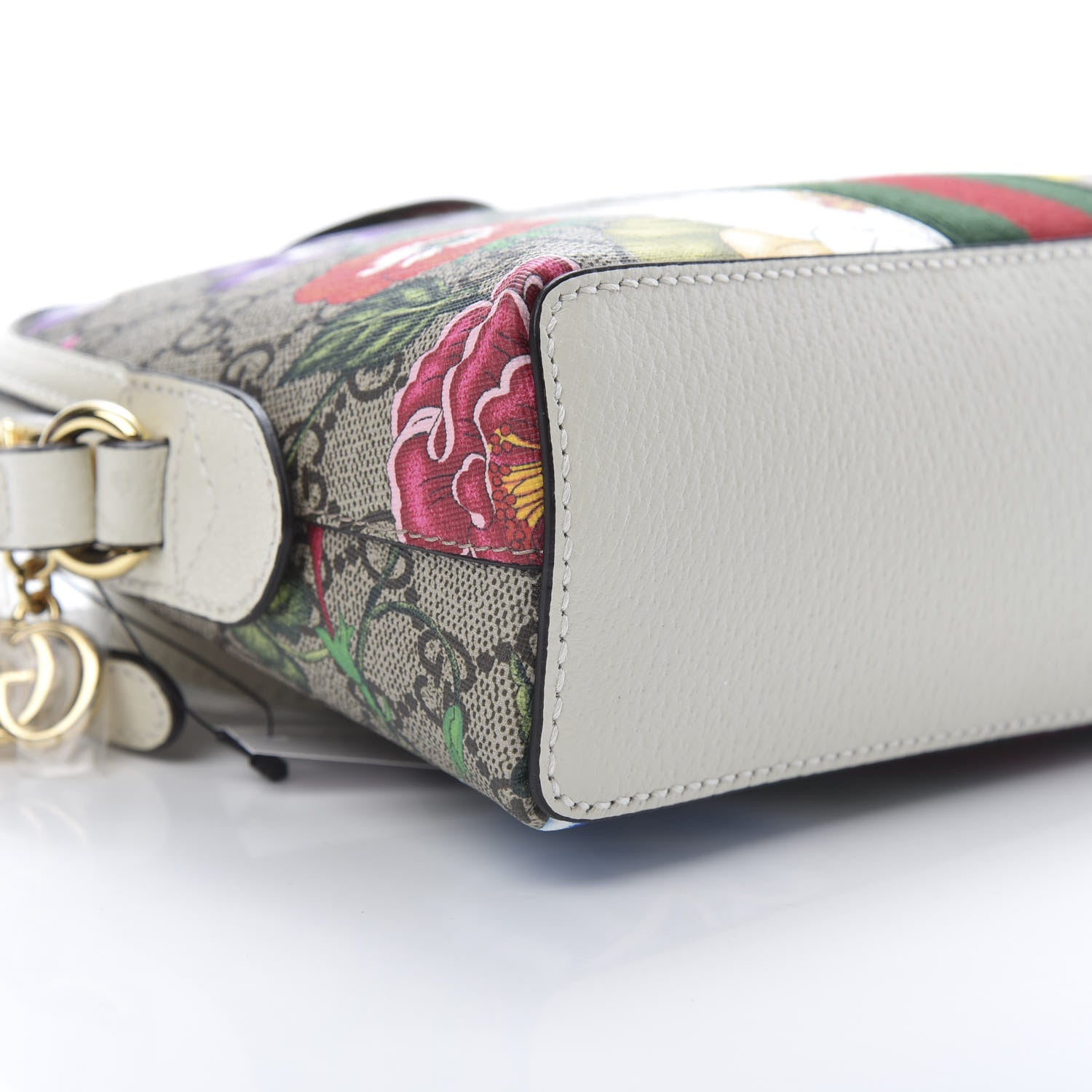 Gucci GG Supreme Monogram Flora Web GG Small Ophidia Dome Shoulder Bag White 9 of 11