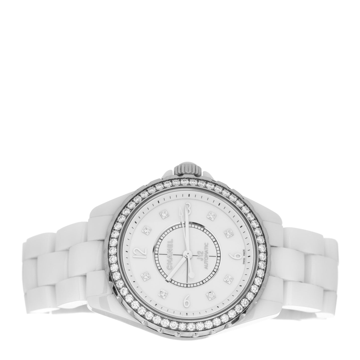 Stainless Steel Ceramic Diamond Bezel 38mm J12 Automatic Watch White