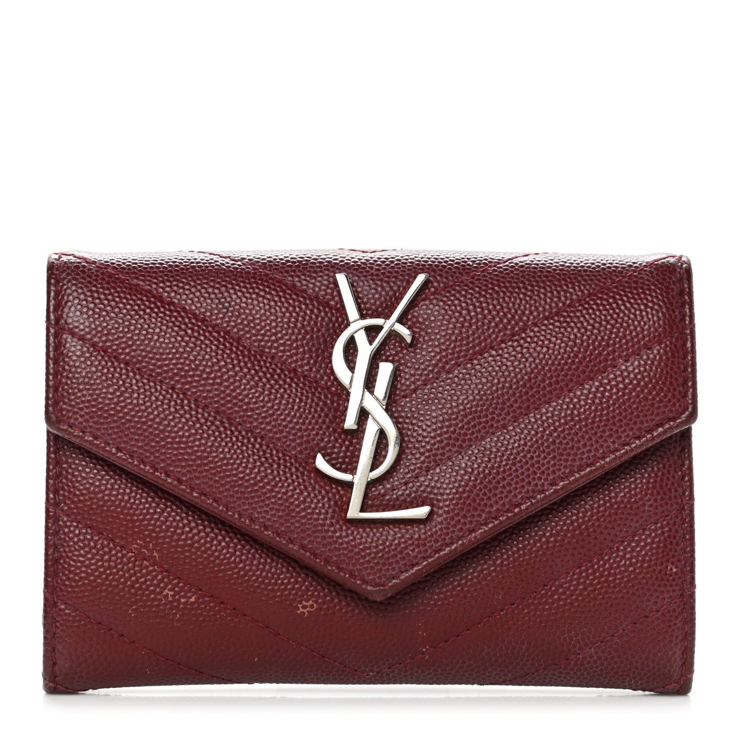 Grain De Poudre Matelasse Chevron Small Monogram Envelope Wallet Bordeaux
