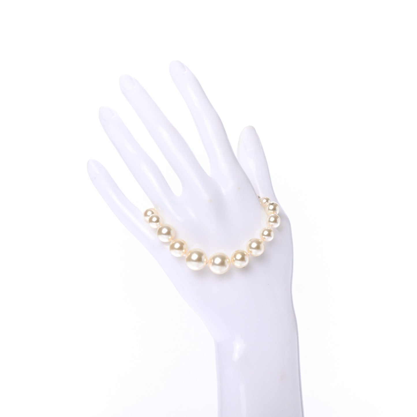 Graduated Pearl Crystal CC Bracelet Gold