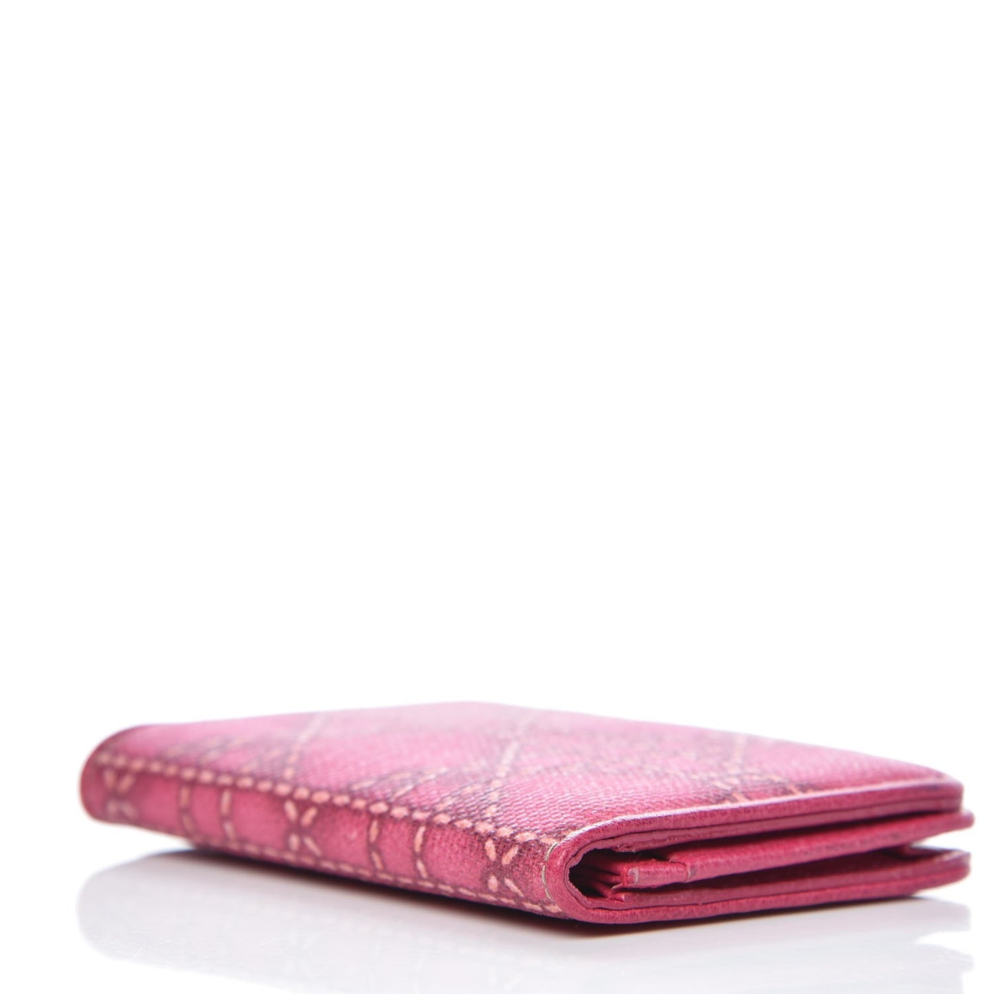 Canvas Cannage Lady Dior Card Holder Pink