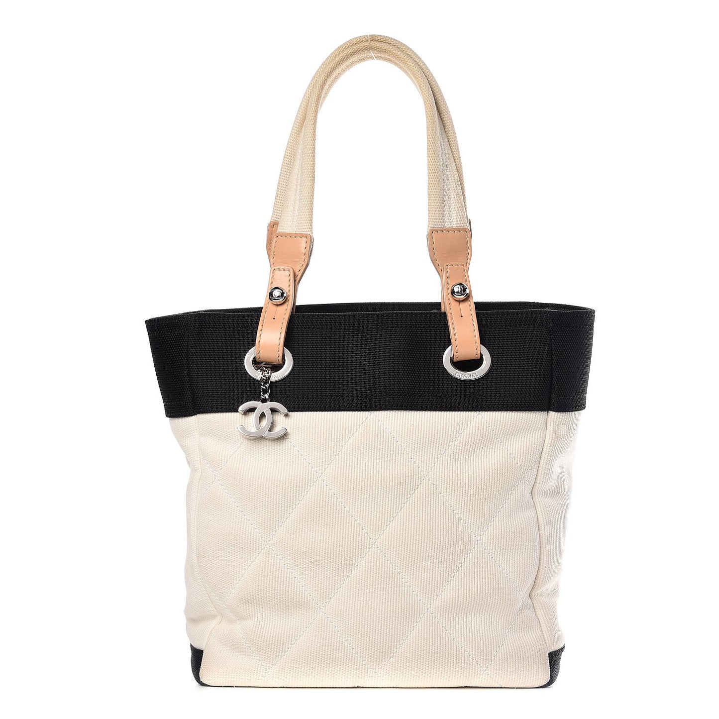 Canvas Paris Biarritz Small Tote White Black