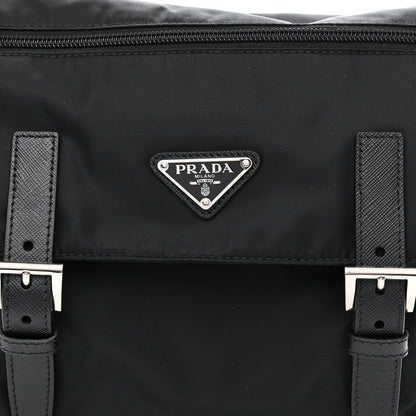 Prada Re-Nylon Vela Saffiano Pocket Double Buckle Messenger Shoulder Bag Black 9 of 11