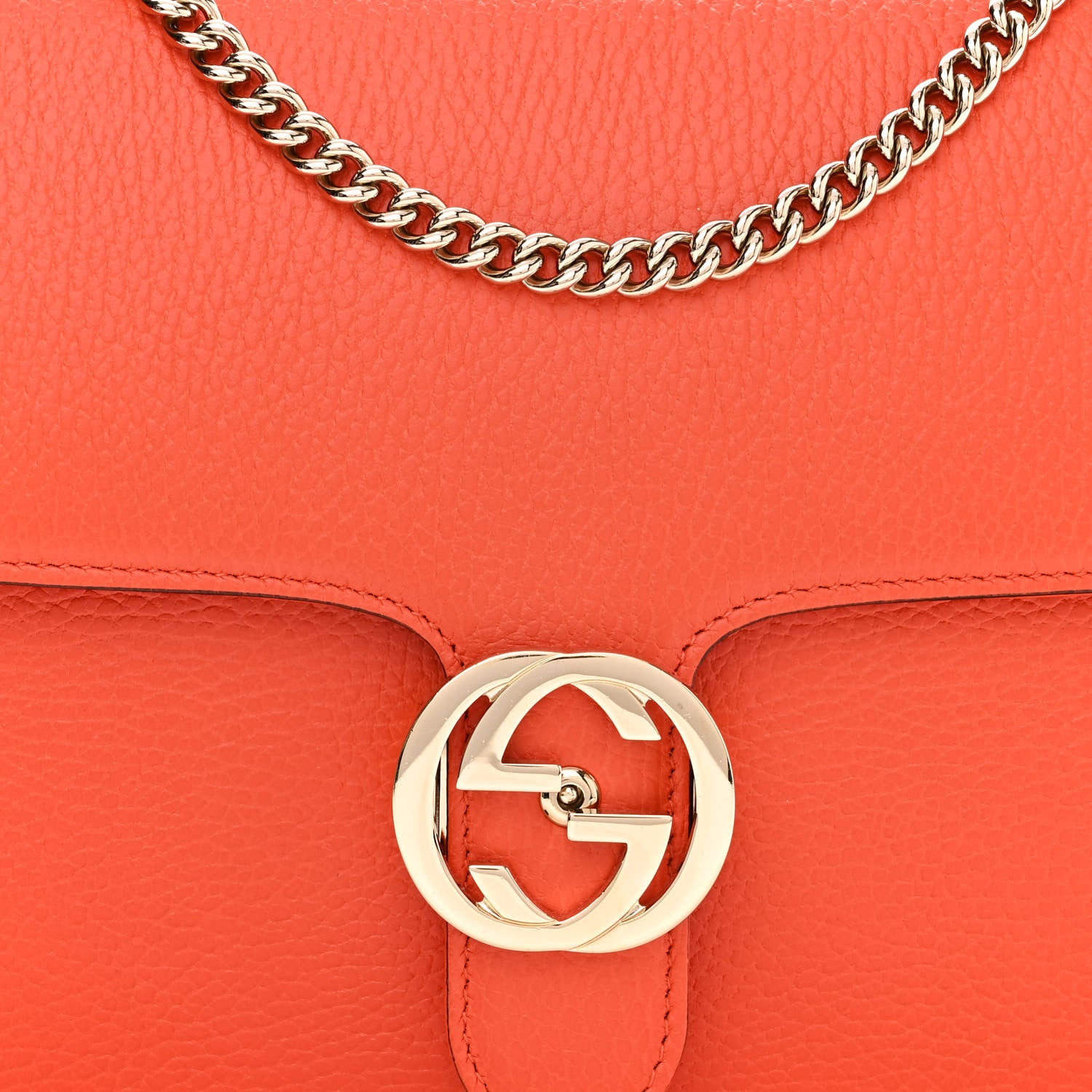 Gucci Dollar Calfskin Interlocking G Shoulder Bag Sun Orange 8 of 12