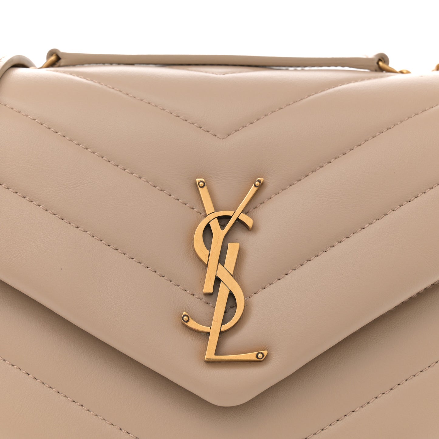 Calfskin Y Quilted Monogram Small Loulou Chain Satchel Dark Beige