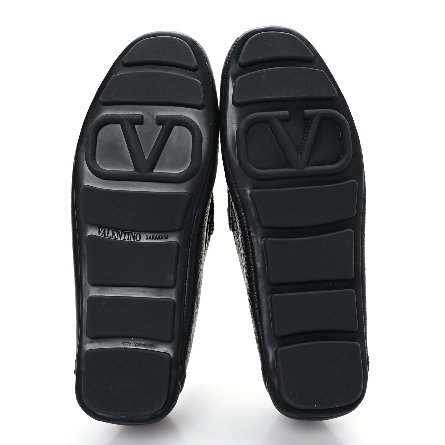 Grainy Calfskin Mens VLogo Driving Loafers 39.5 Black