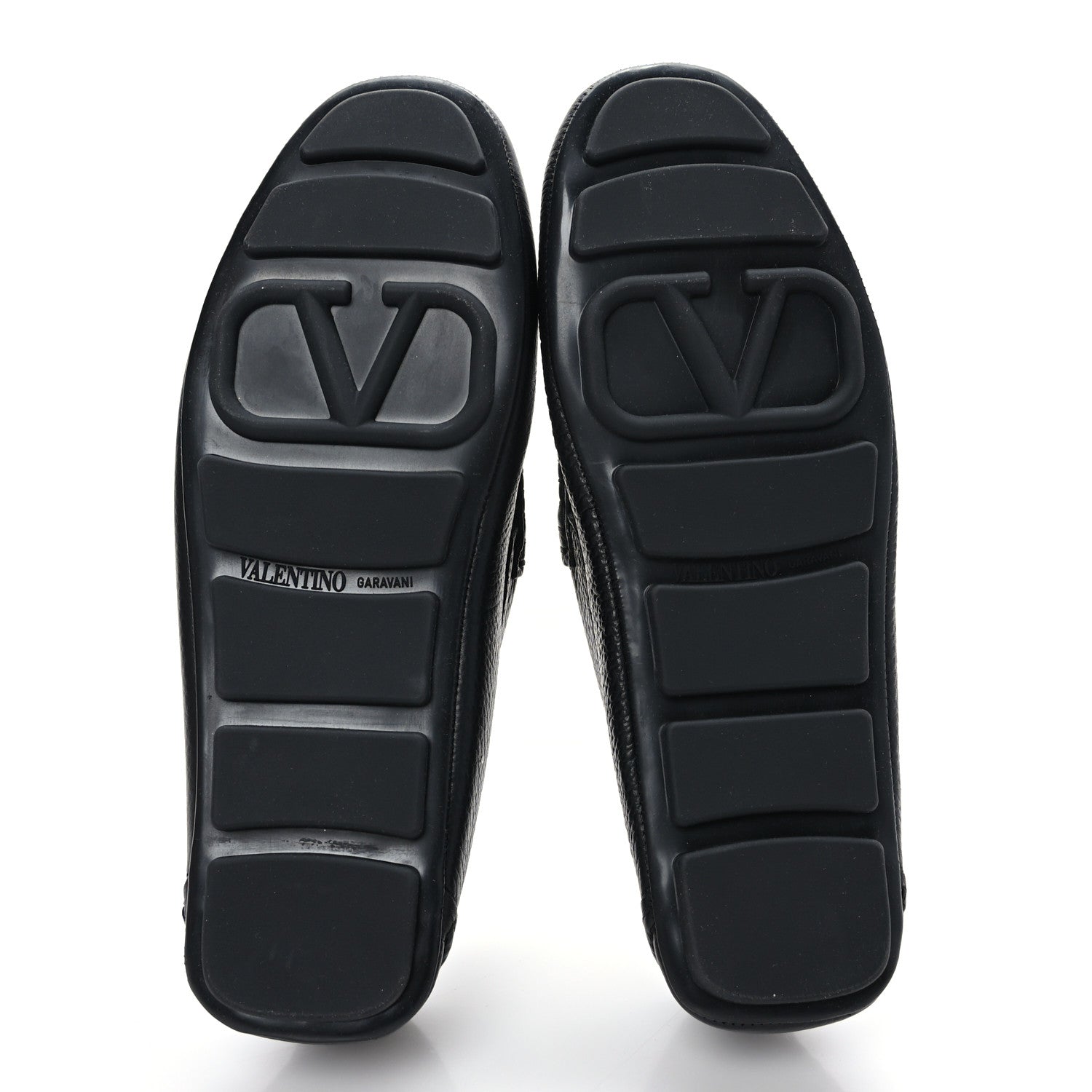 Valentino Garavani Grainy Calfskin Mens VLogo Driving Loafers 39.5 Black 5 of 8