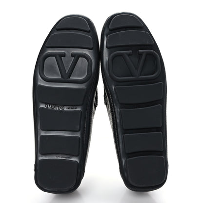 Valentino Garavani Grainy Calfskin Mens VLogo Driving Loafers 39.5 Black 5 of 8