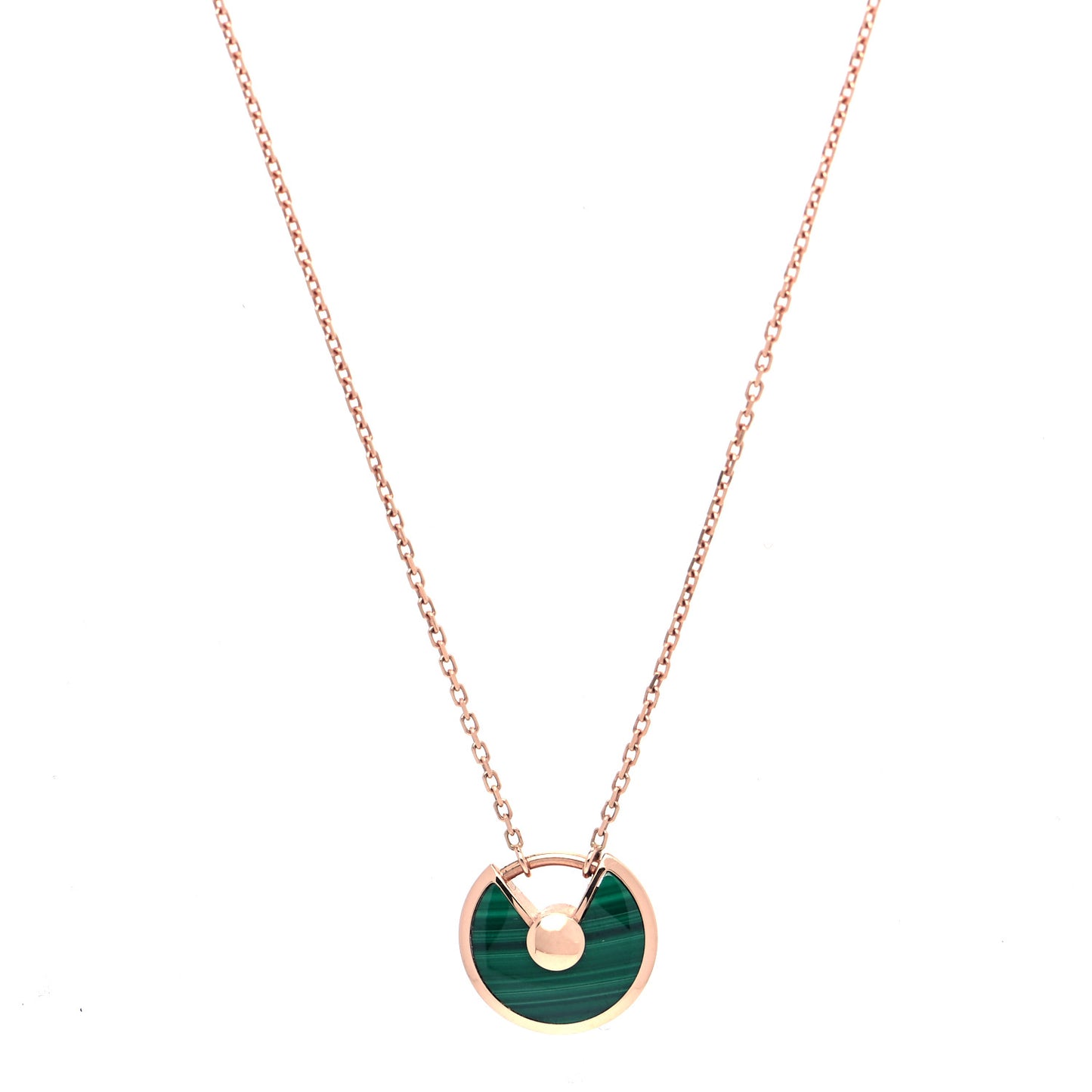 18K Pink Gold Diamond Malachite XS Amulette de Cartier Pendant Necklace
