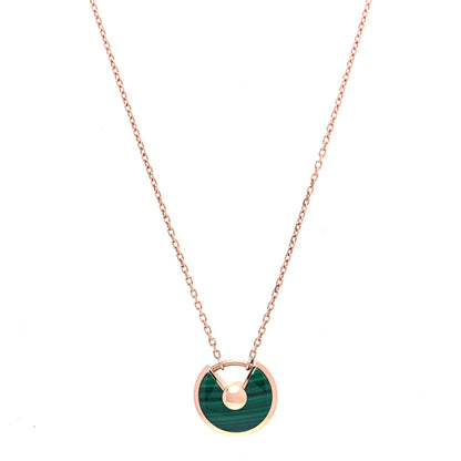 Cartier 18K Pink Gold Diamond Malachite XS Amulette de Cartier Pendant Necklace 4 of 6