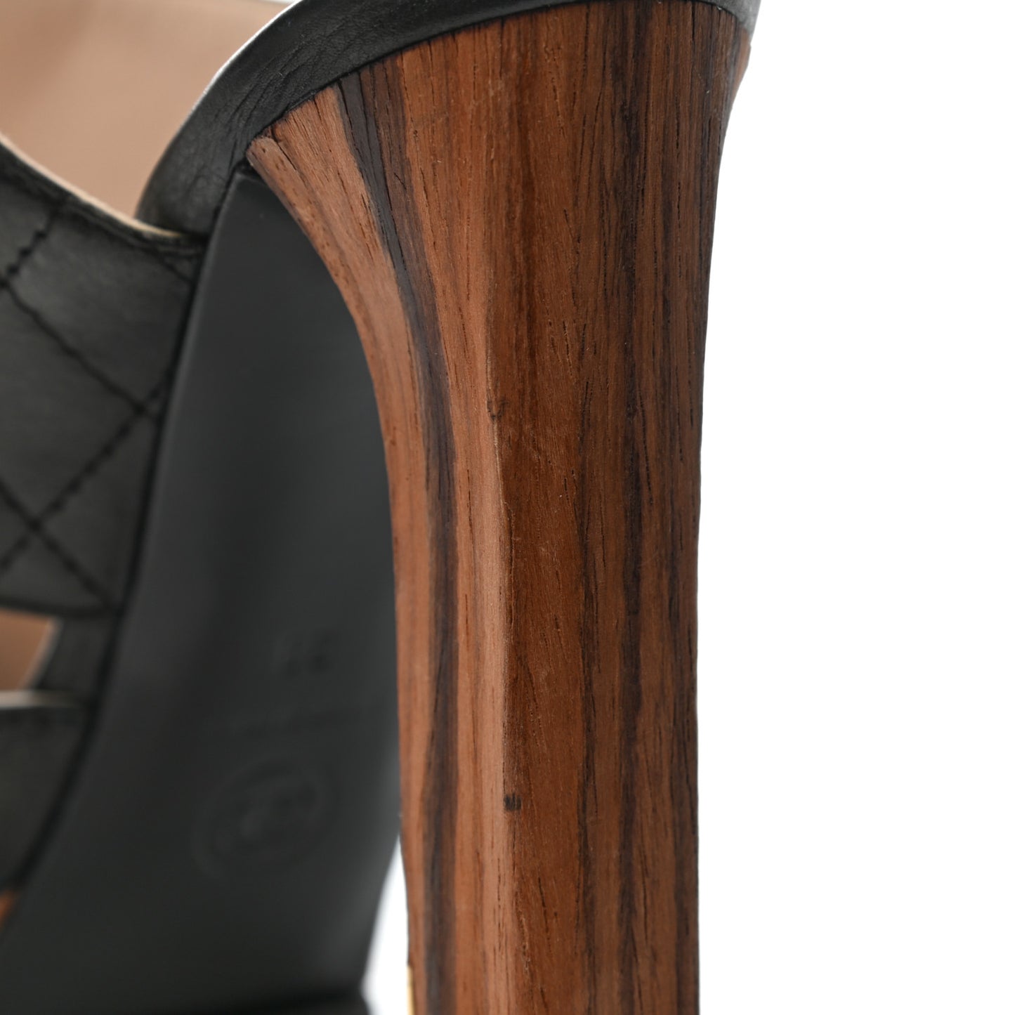Lambskin Quilted Wooden Sandals 38 Black