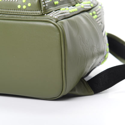 MCM Smooth Calfskin Studded Small Lion Camo Stark Backpack Winter Moss 9 of 9