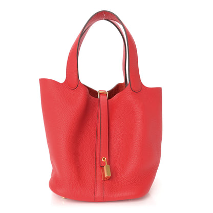 Hermes Taurillon Clemence Picotin Lock 22 MM Rouge de Coeur 1 of 12