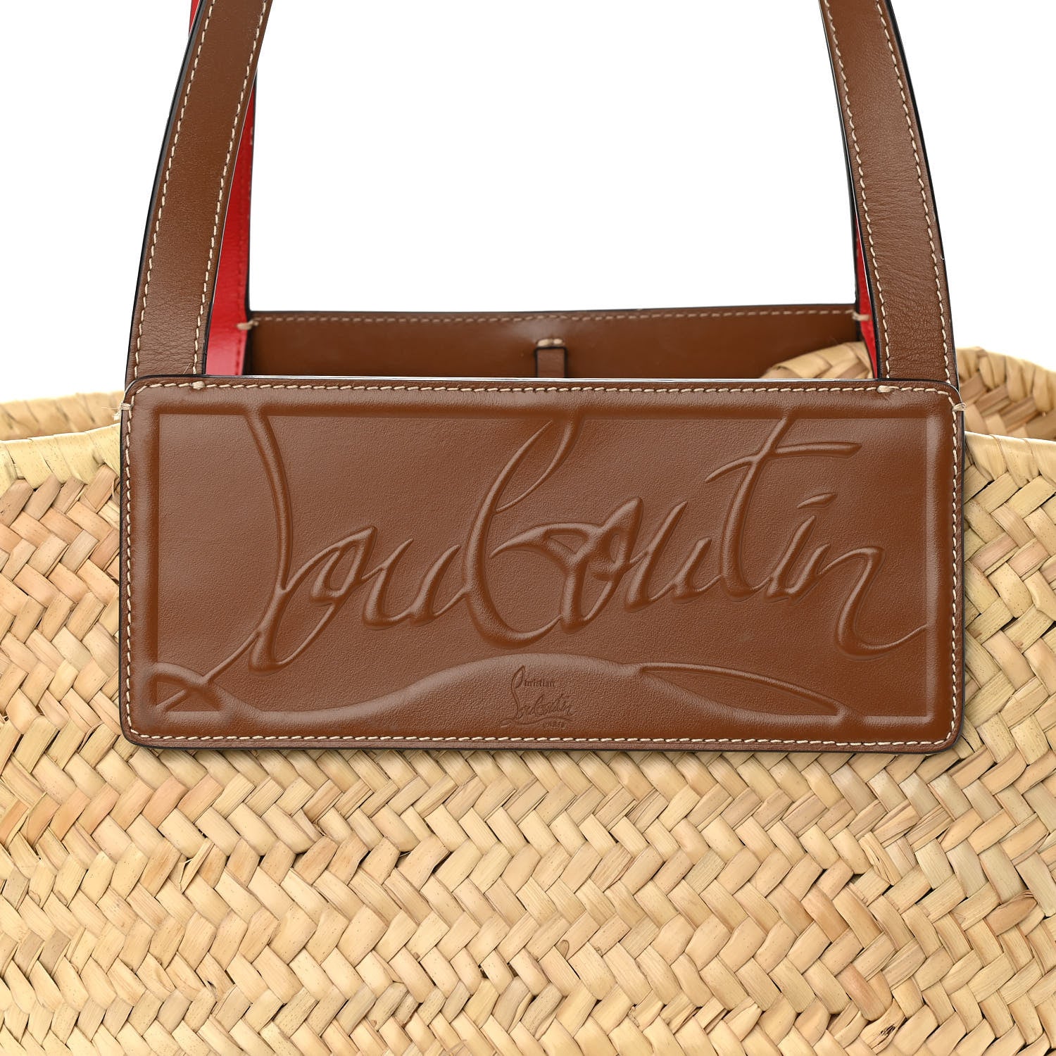 Christian Louboutin Woven Straw Loubishore Tote Beige 11 of 11