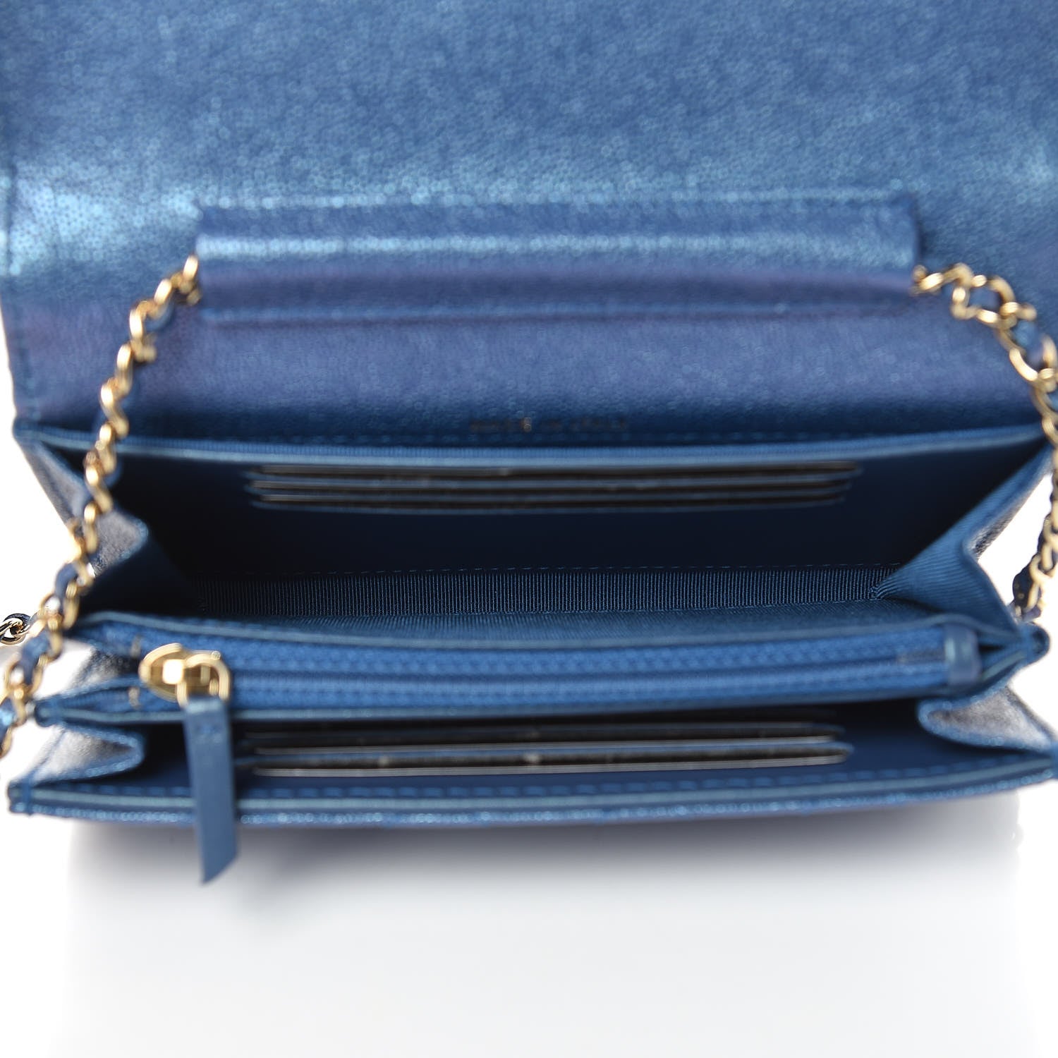 Chanel Iridescent Caviar Quilted Classic Clutch With Chain Dark Blue 5 of 9