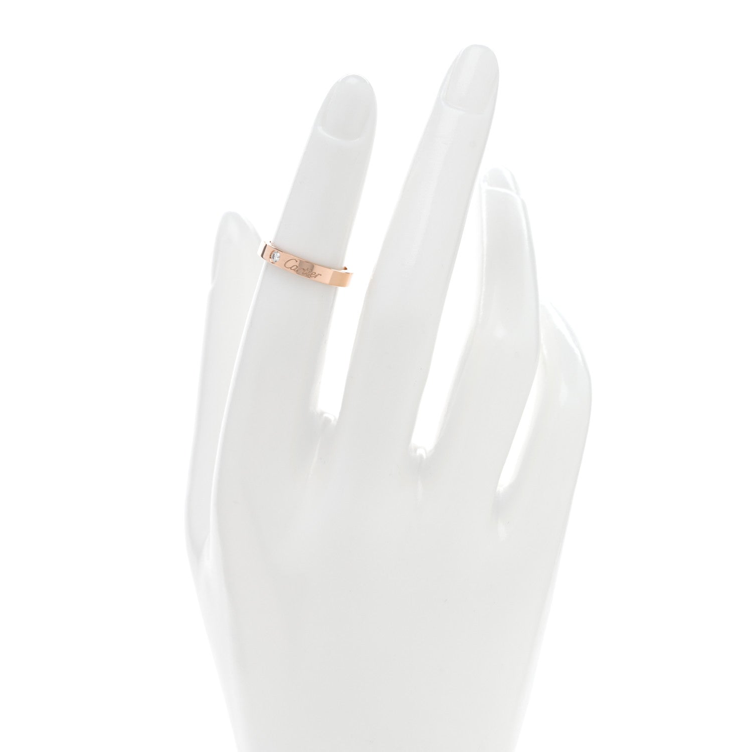 Cartier 18K Pink Gold Diamond 3mm C De Cartier Wedding Band Ring 48 4.5 2 of 4