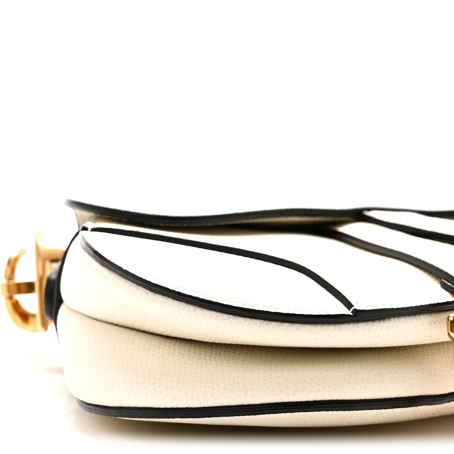 Grained Calfskin Mini Saddle Bag White
