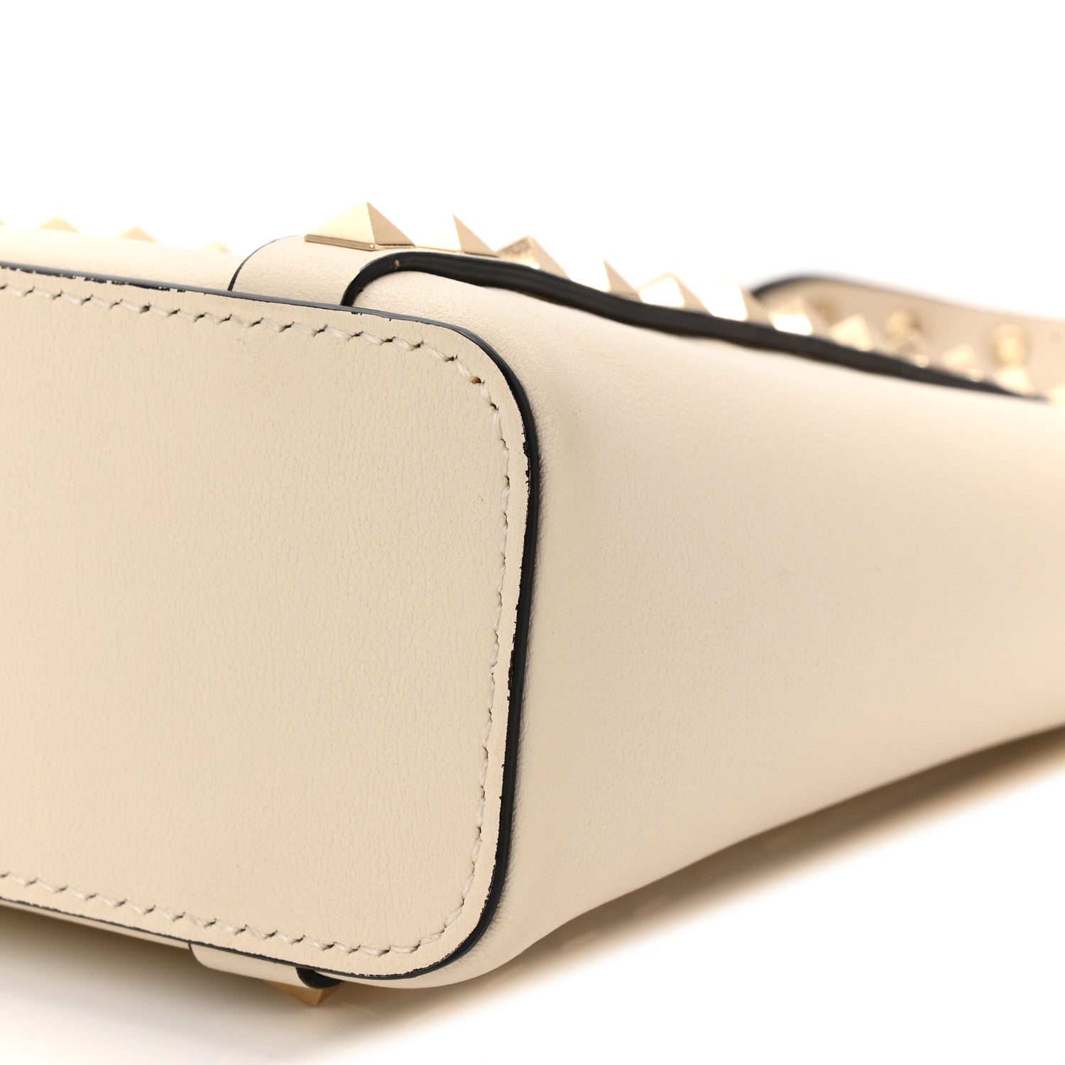 Valentino Garavani Pebbled Calfskin Rockstud North South Crossbody Bag Light Ivory 9 of 9