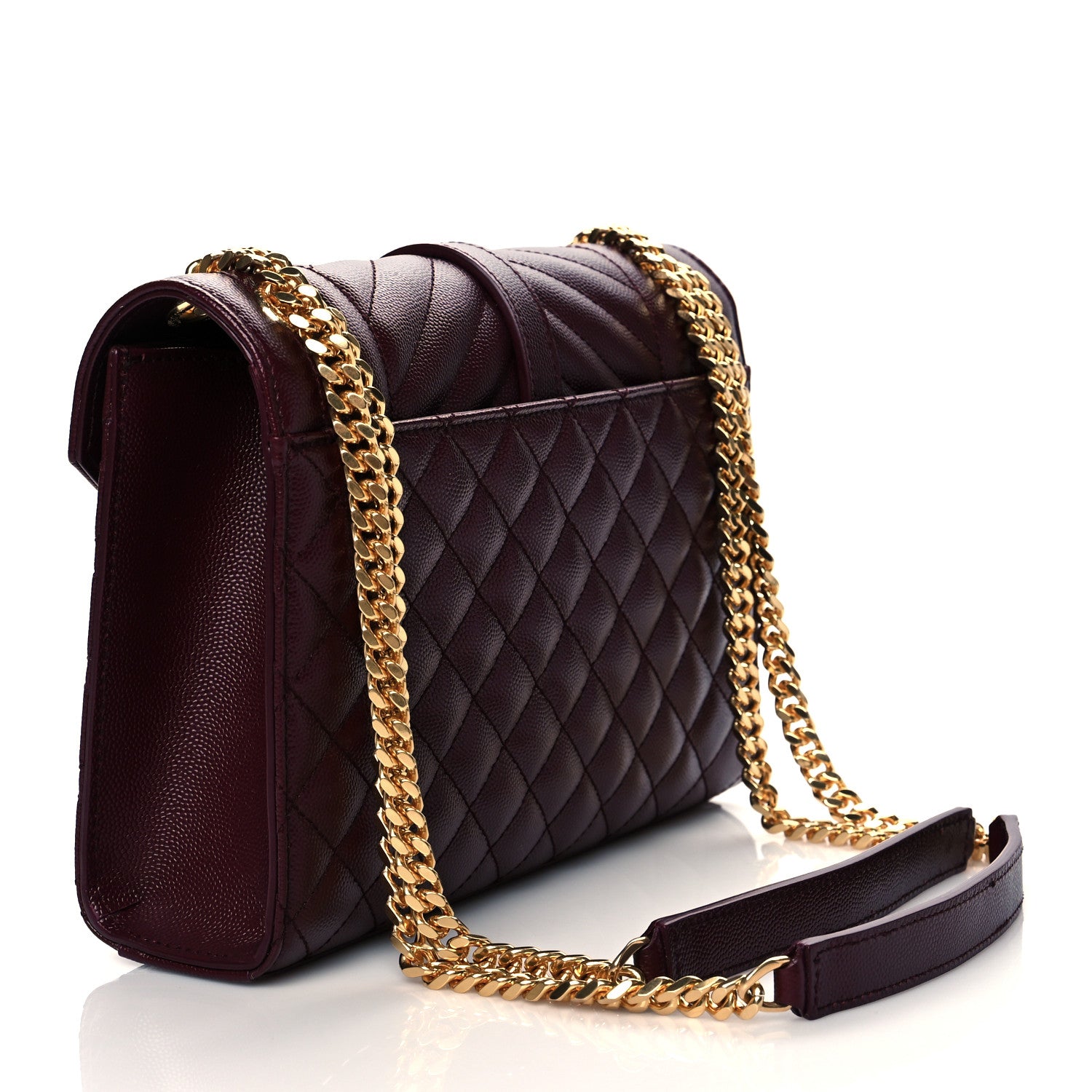 Saint Laurent Grain De Poudre Textured Mixed Matelasse Medium Triquilt Monogram Satchel Rouge Legion 2 of 8