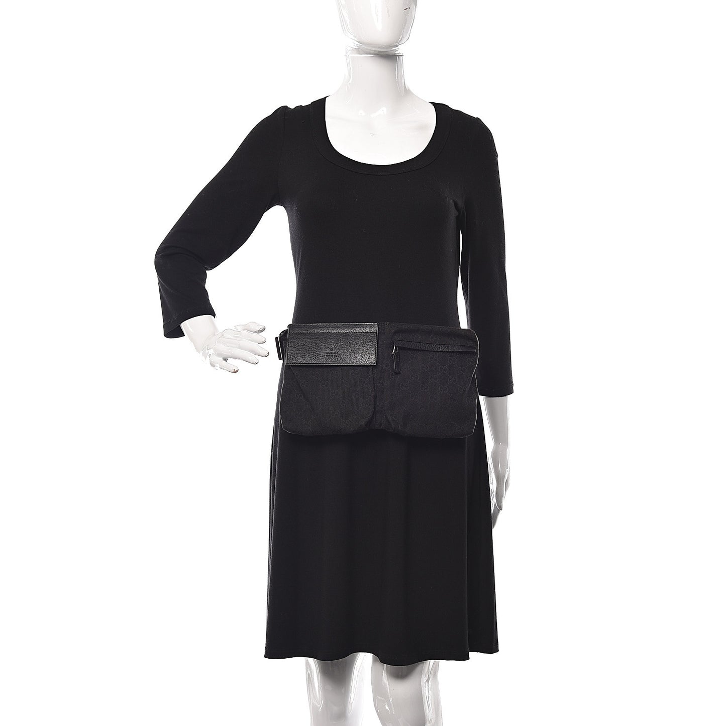 GG Monogram Double Pocket Belt Bag Black