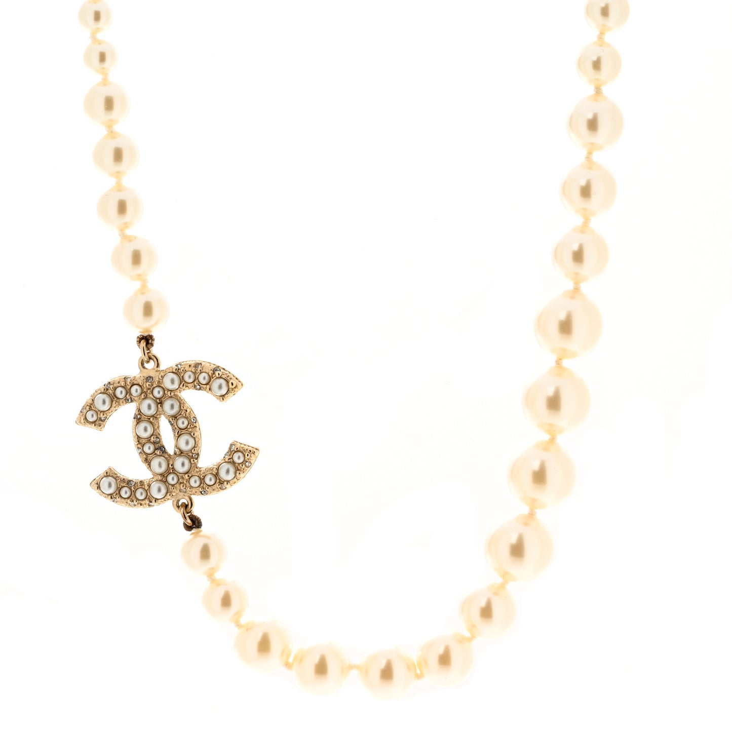 Pearl CC 100th Anniversary Necklace Light Gold