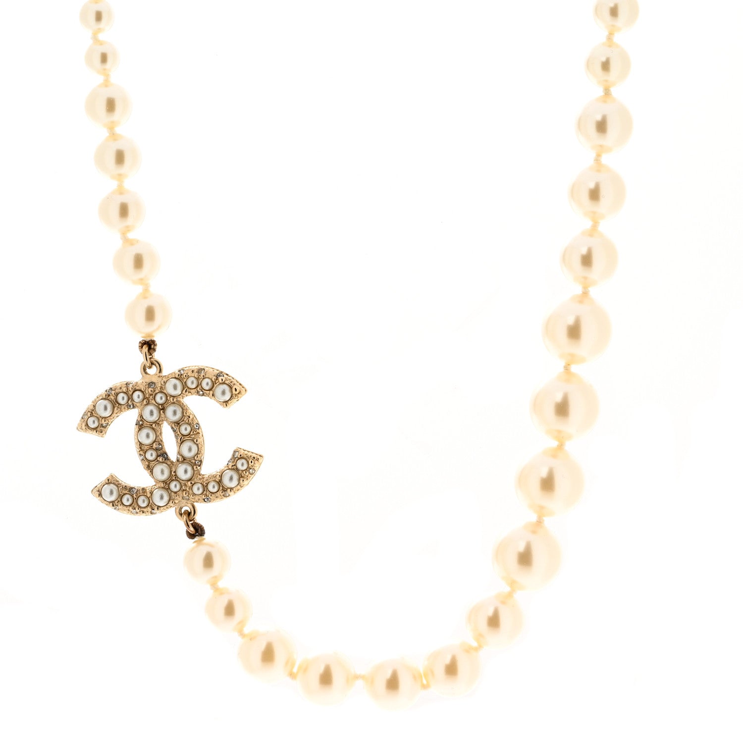 Chanel Pearl CC 100th Anniversary Necklace Light Gold 1 of 8