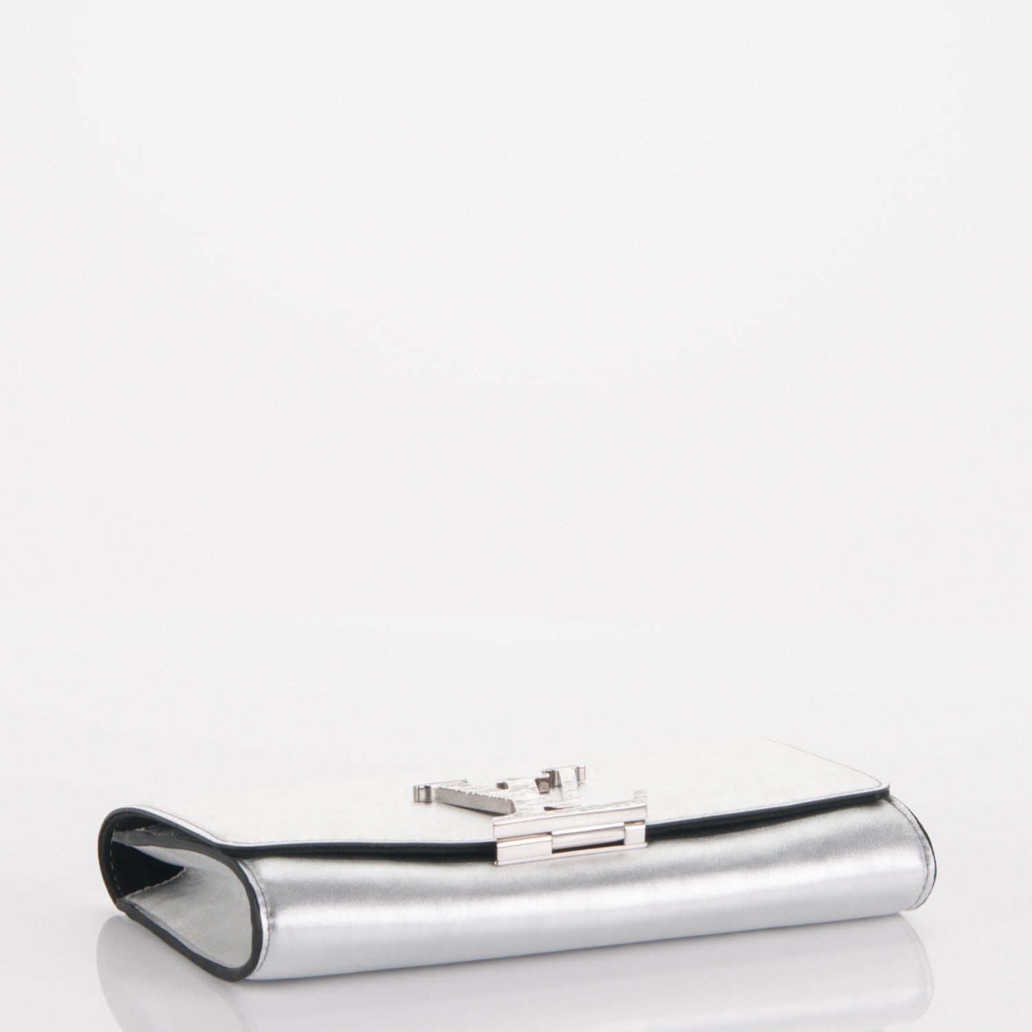 Louis Vuitton Metallic Calfskin Louise EW Lock Clutch Silver 4 of 7