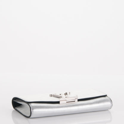 Louis Vuitton Metallic Calfskin Louise EW Lock Clutch Silver 4 of 7