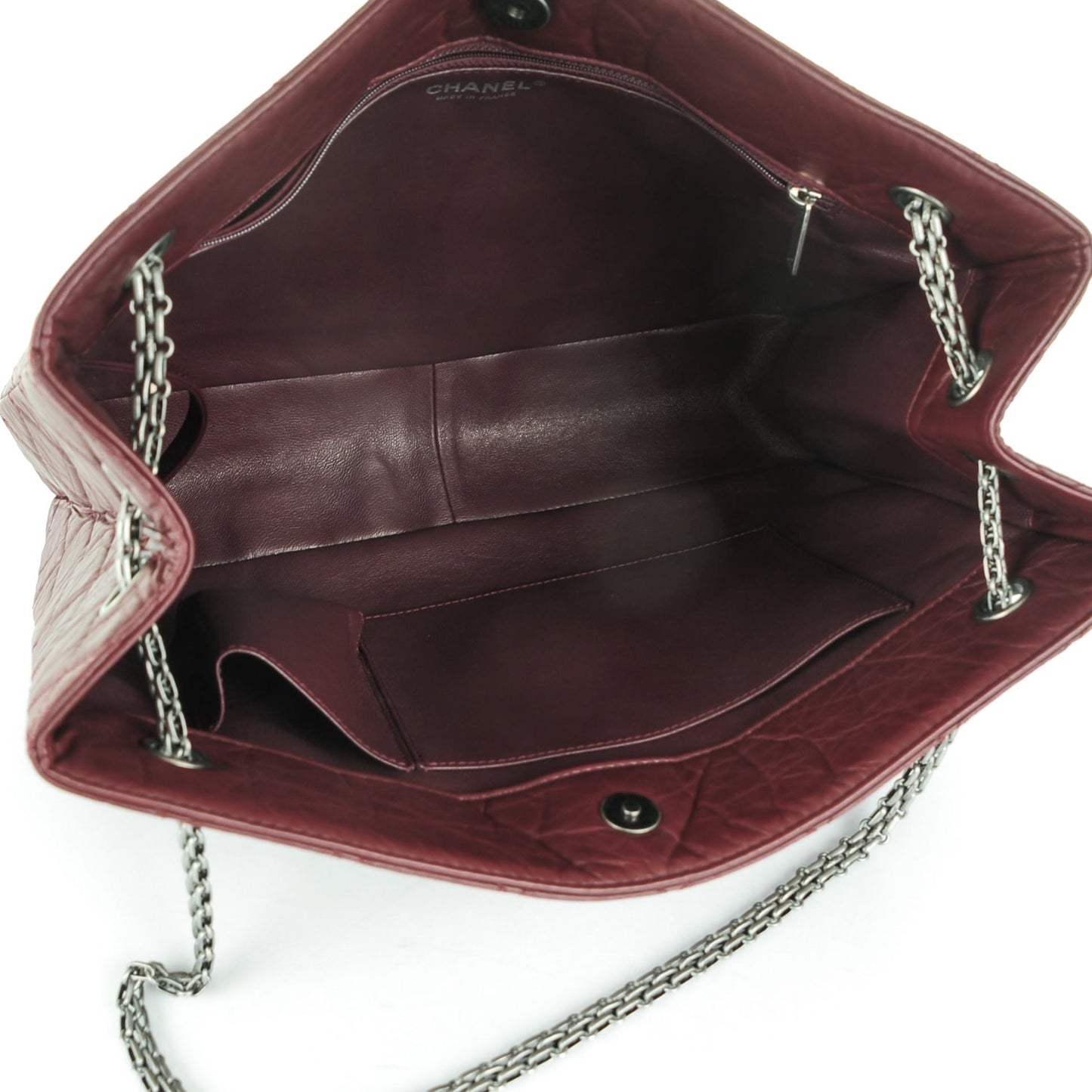 Aged Calfskin Quilted Reissue 2.55 Tote Bordeaux