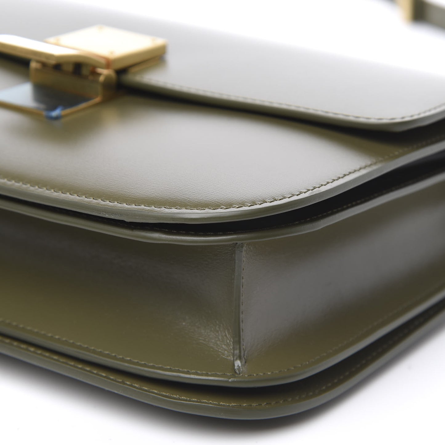 Box Calfskin Medium Classic Box Flap Bag Army Green