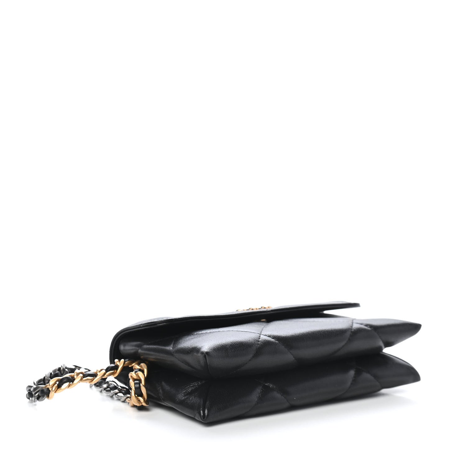 Lambskin Quilted Chanel 19 Flap Clutch Black