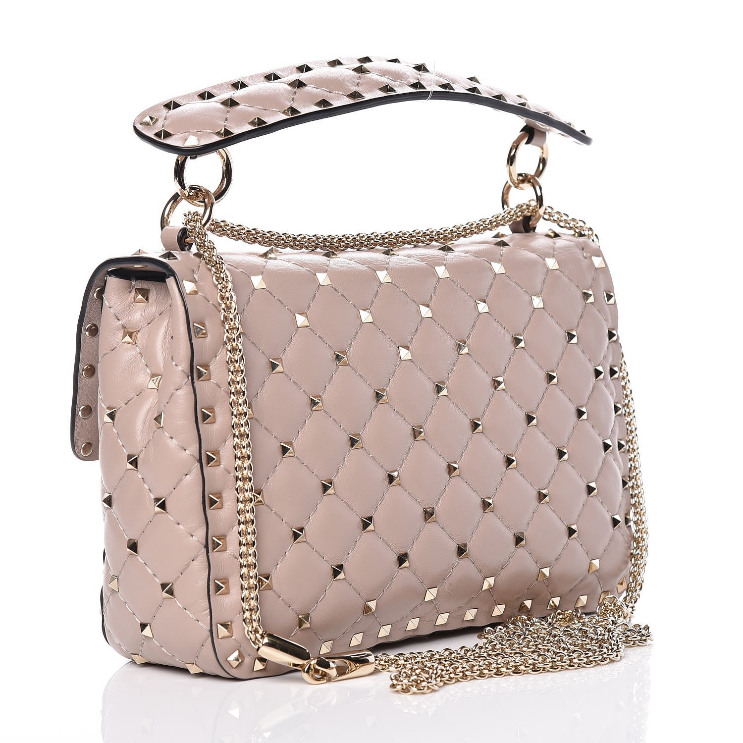 Valentino Garavani Lambskin Medium Rockstud Spike Shoulder Bag Poudre 3 of 10