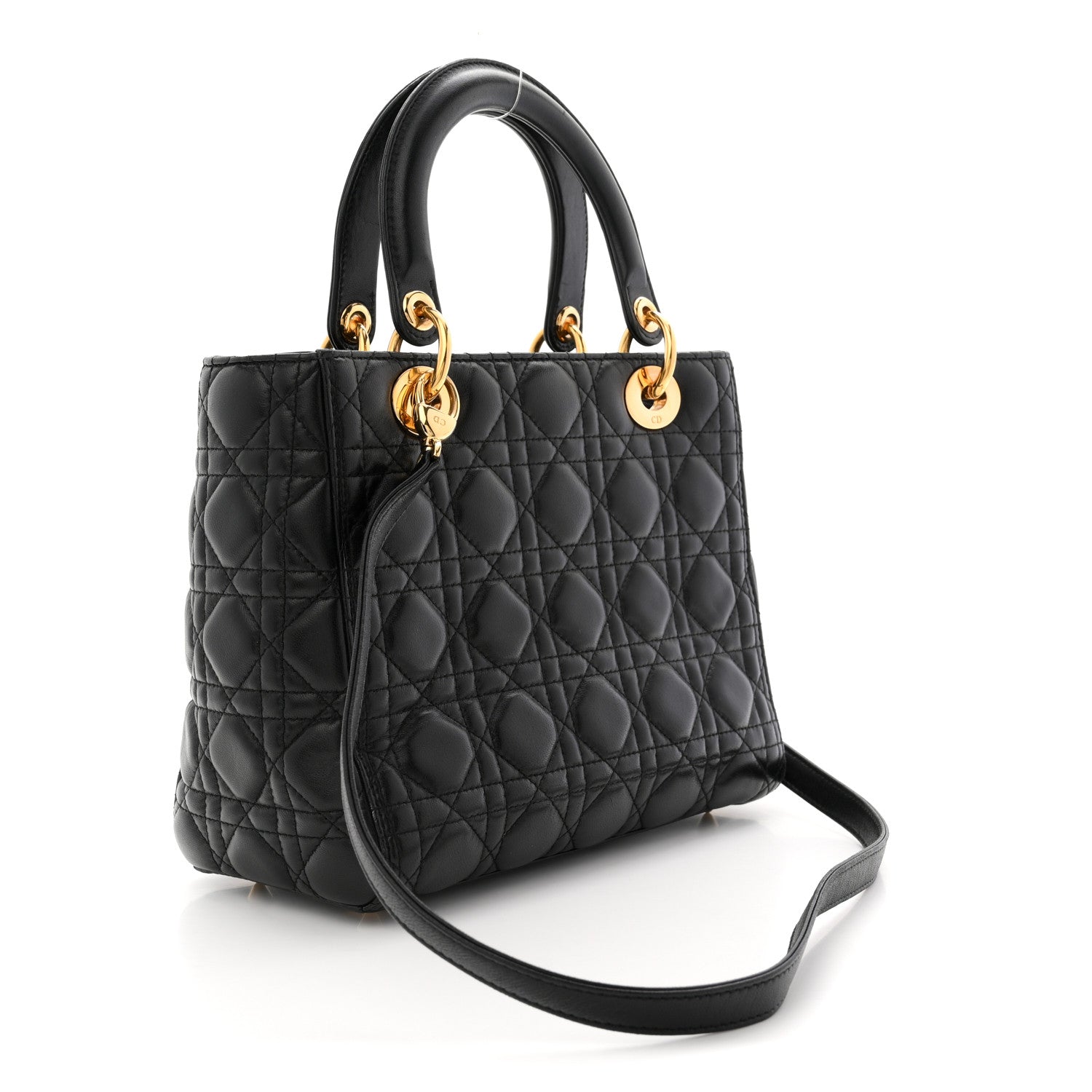 Christian Dior Lambskin Cannage Medium Lady Dior Black 3 of 12