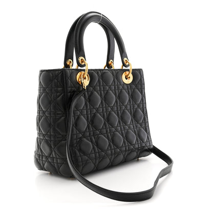 Christian Dior Lambskin Cannage Medium Lady Dior Black 3 of 12
