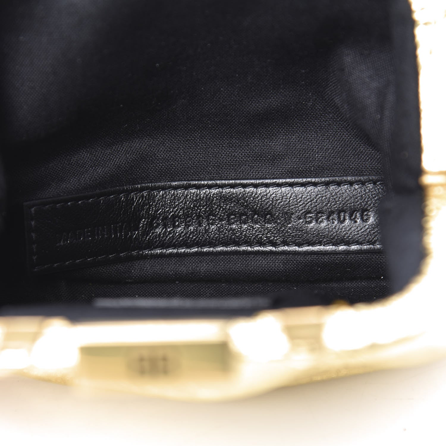 Balenciaga Metallic Textured Calfskin Logo Cloud Coin Purse With Strap Gold 10 of 14