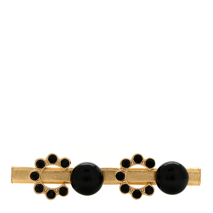 Chanel Crystal Resin Brooch Gold Black 1 of 4