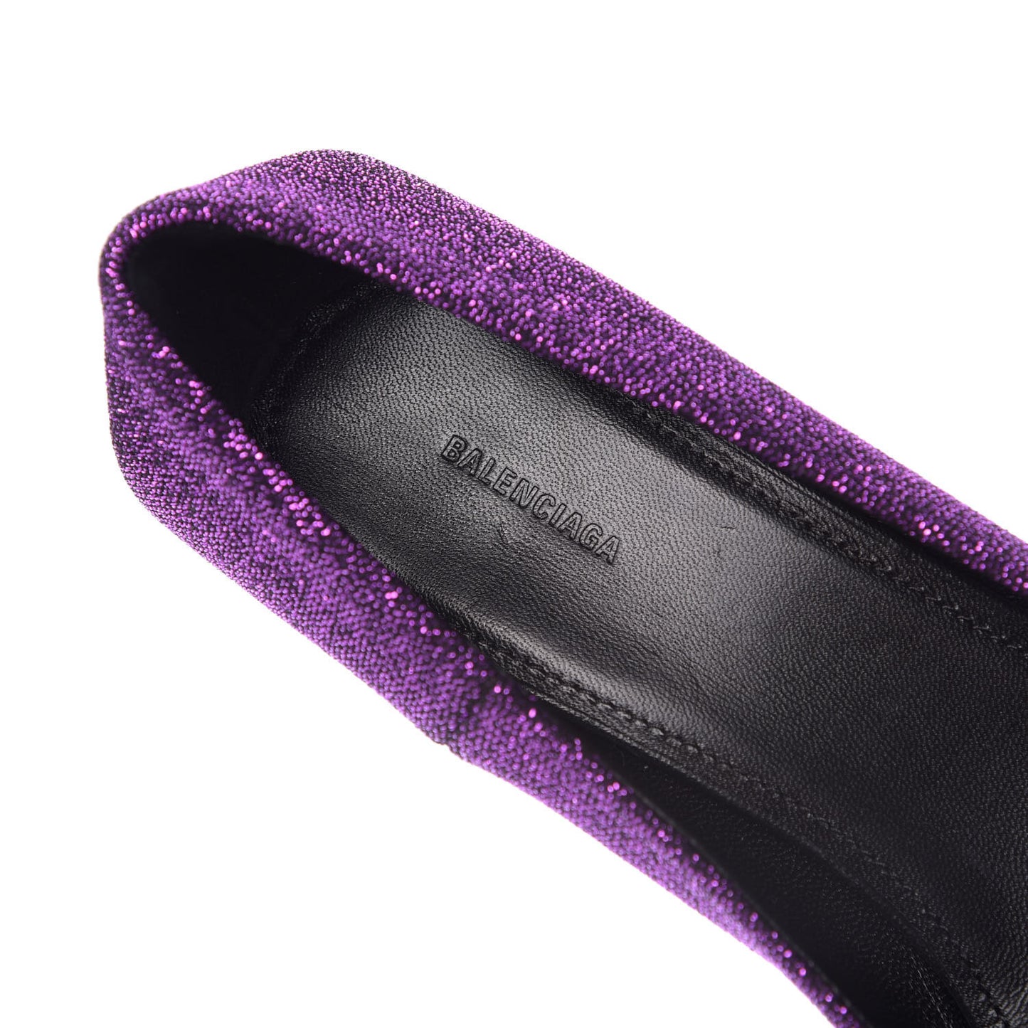 Shiny Fabric Square Knife 80mm Pumps 36.5 Purple