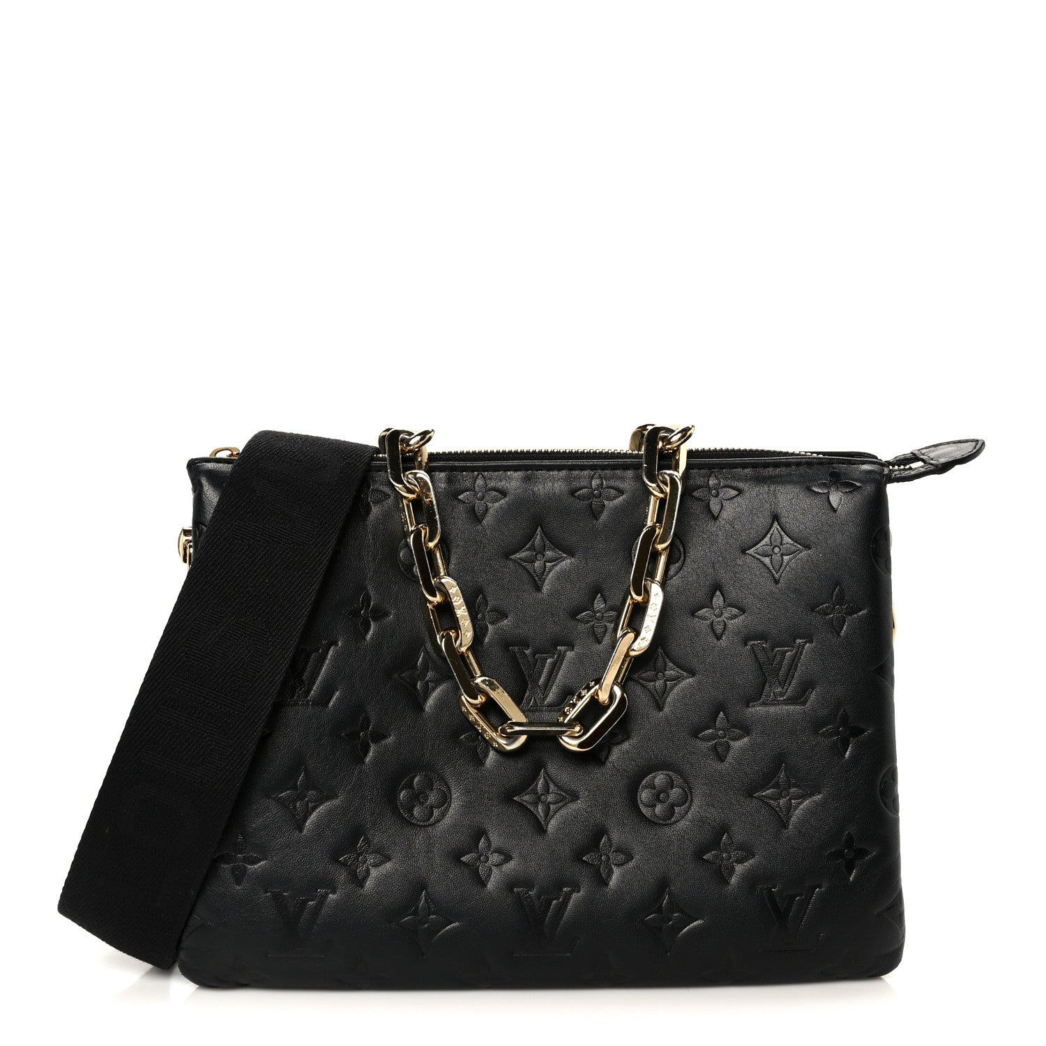Louis Vuitton Lambskin Embossed Monogram Coussin PM Black 1 of 11