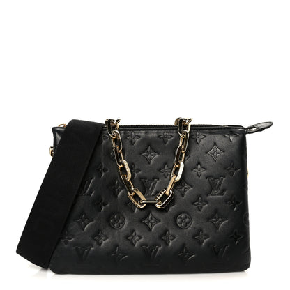 Louis Vuitton Lambskin Embossed Monogram Coussin PM Black 1 of 11