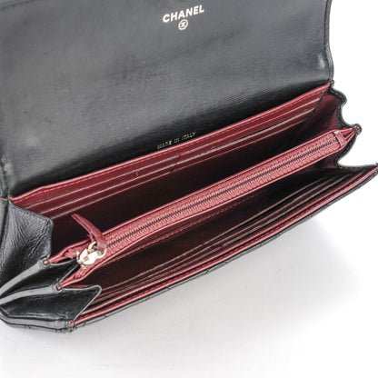 Chanel Lambskin Quilted Large Gusset Flap Wallet Black 6 of 8