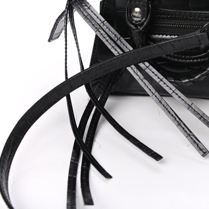 Balenciaga Semi Shiny Calfskin Crocodile Embossed Neo Classic Black Hardware Nano City Crossbody Black 4 of 4