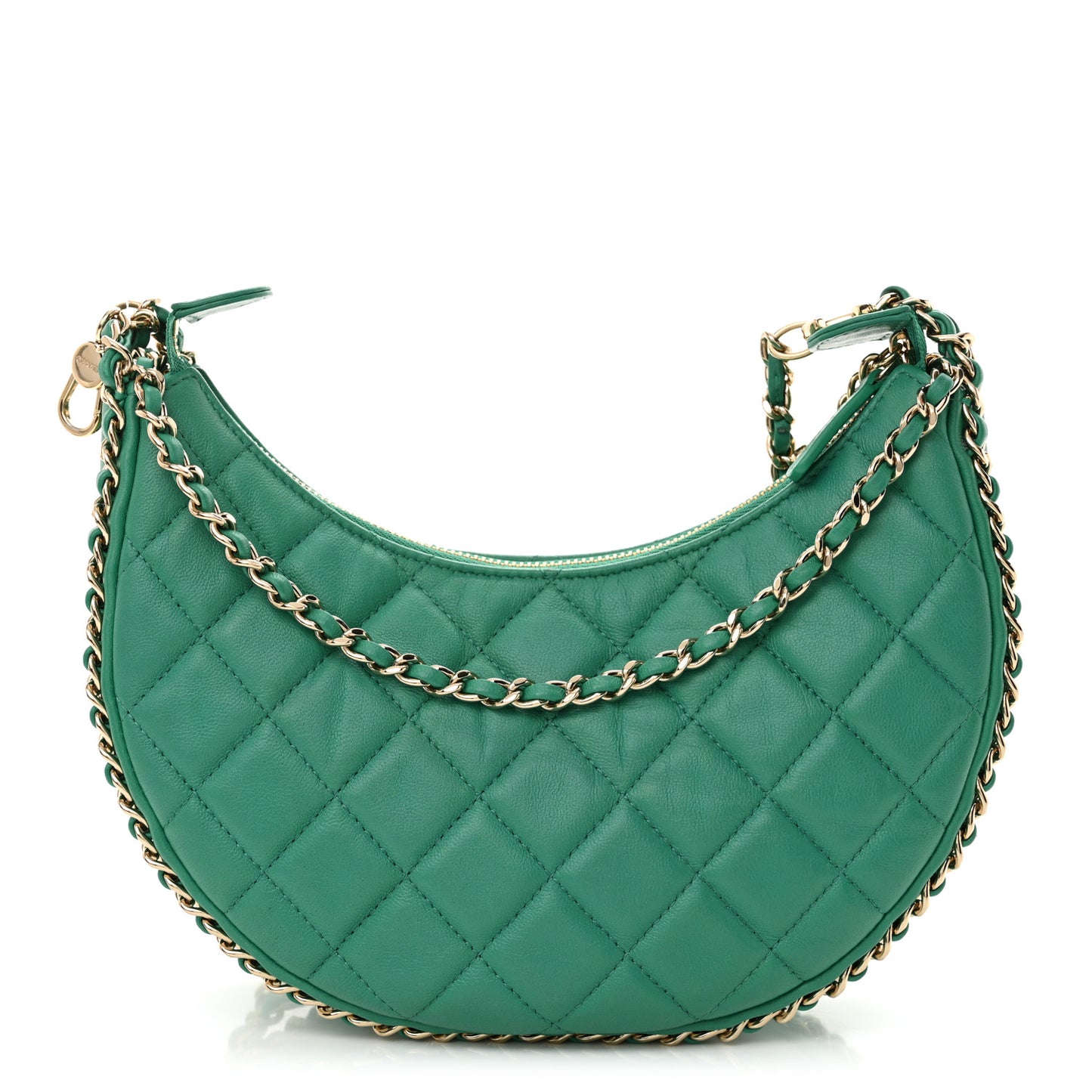 Lambskin Quilted Small Hobo Bag Green