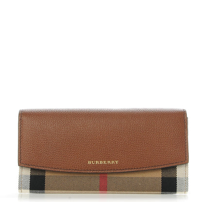 Burberry Grainy Calfskin House Check Continental Wallet Tan 1 of 7