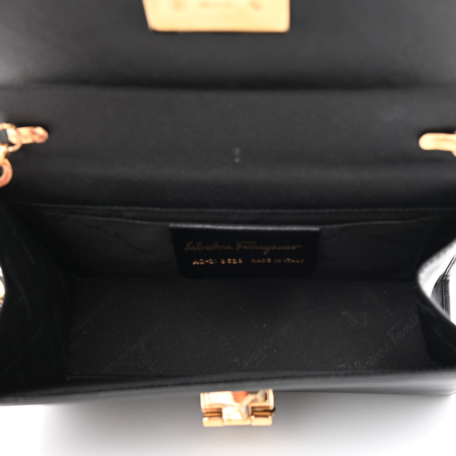 Salvatore Ferragamo Hammered Calfskin Gancio Wallet Bag Black 5 of 10