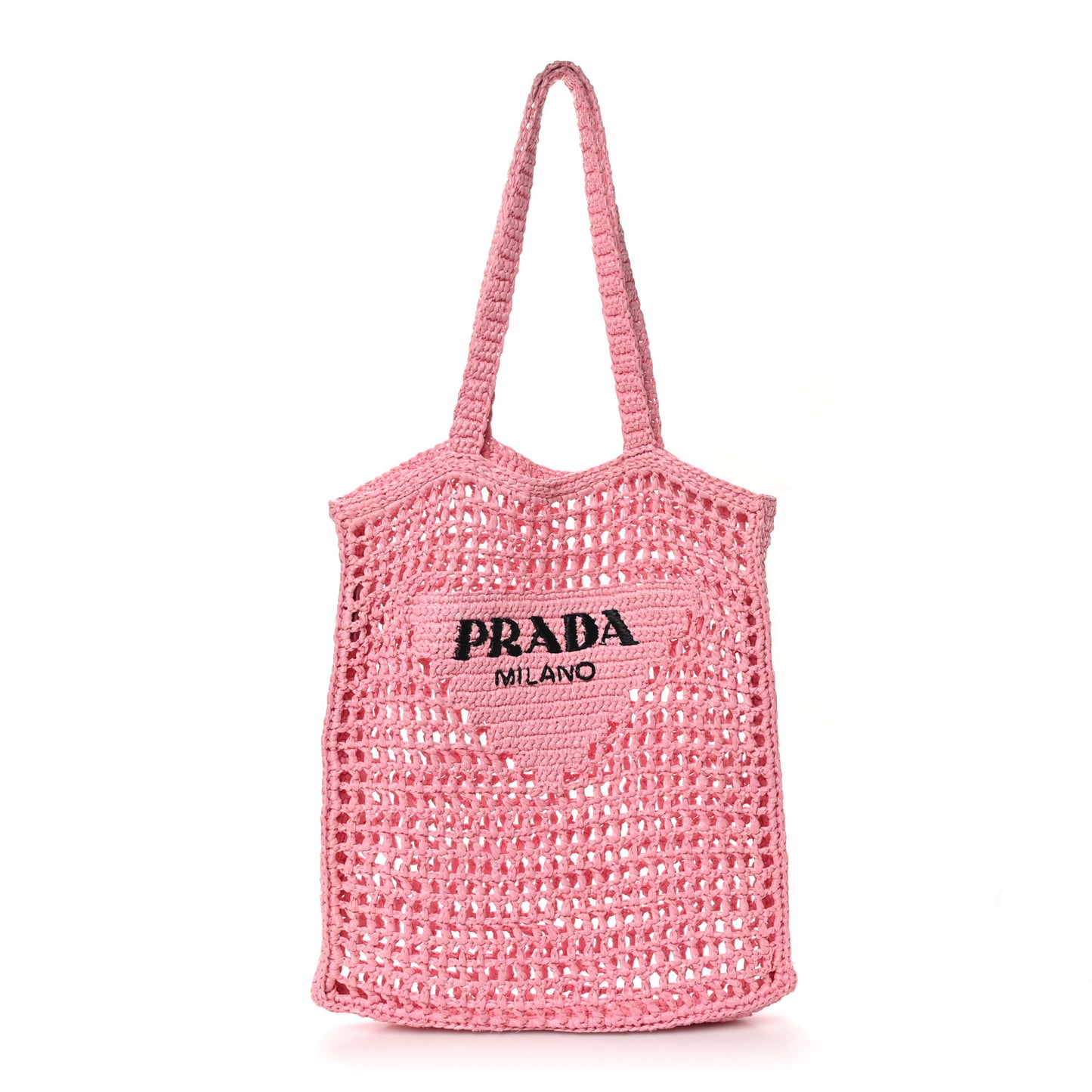 Yarn Raffia Effect Crochet Logo Embroidered Tote Bag Petalo