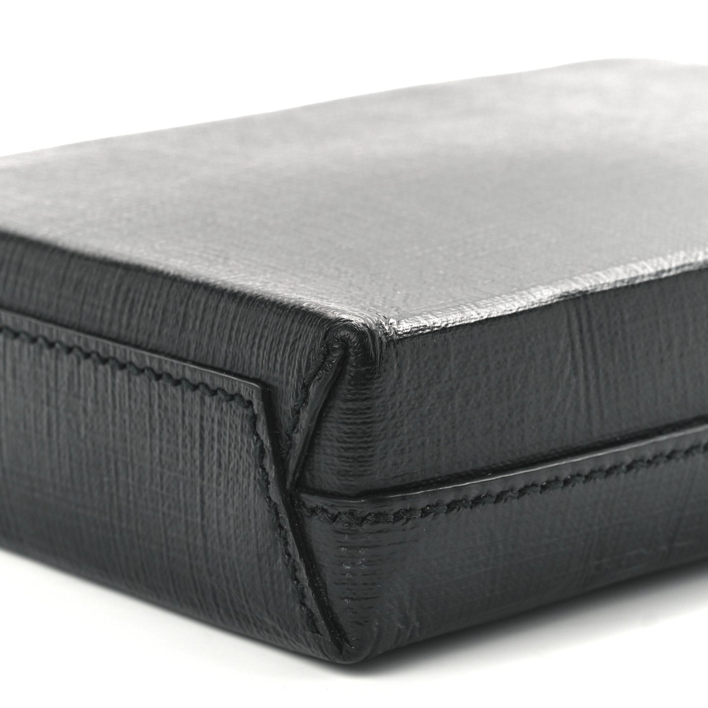 Squared Calfskin Logo Shopping Phone Holder Bag Black