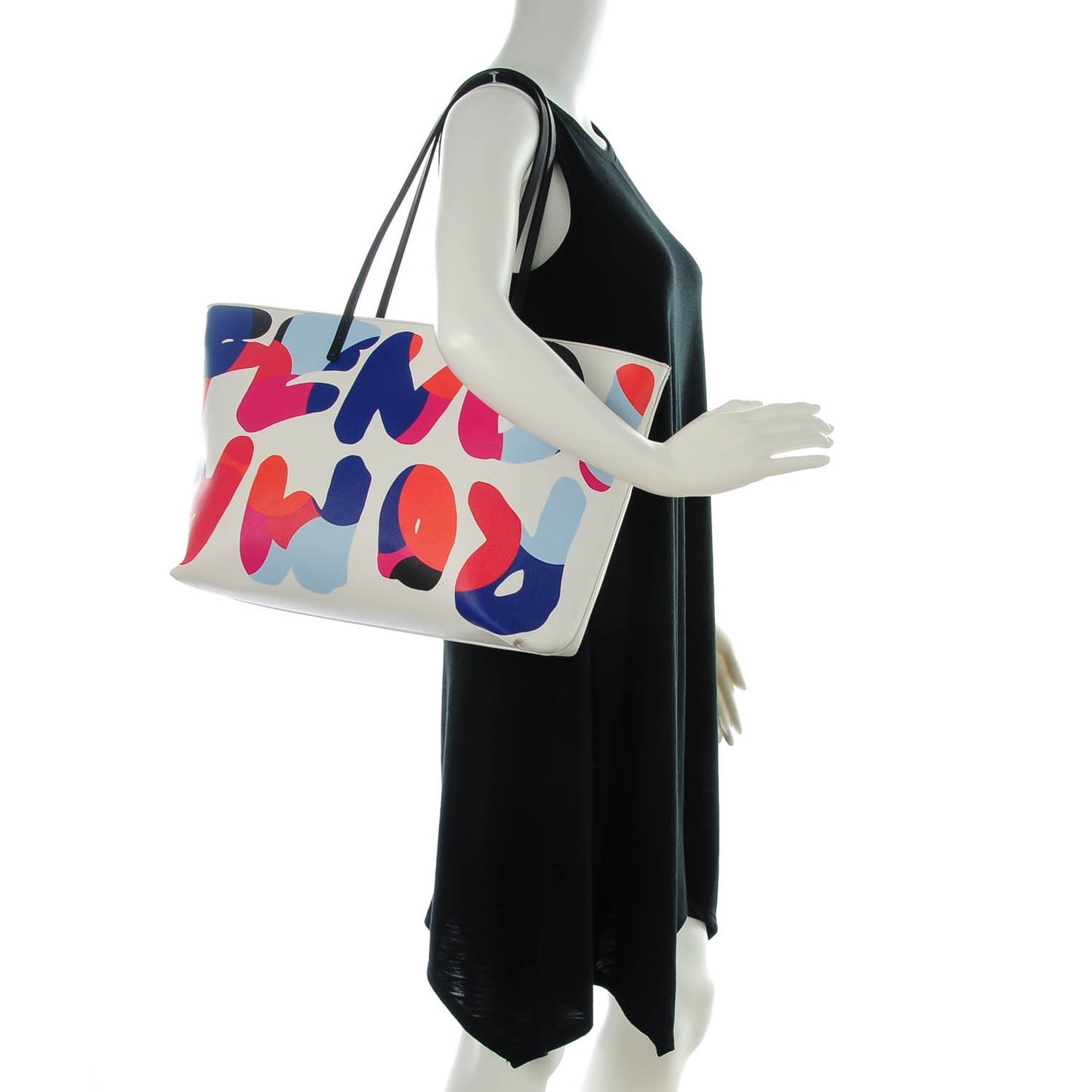 Vitello Elite Roma Print Signature Roll Tote White Multicolor