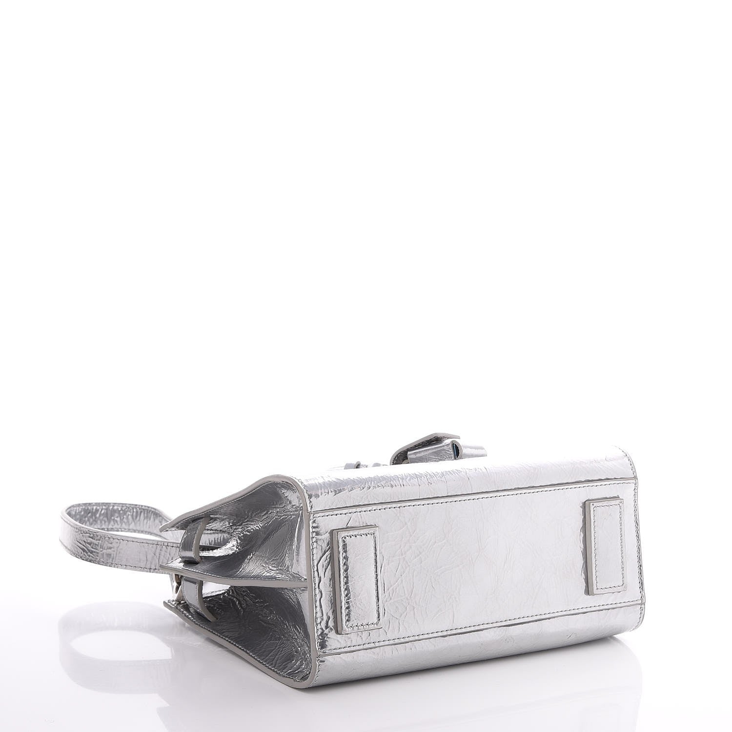 Saint Laurent Metallic Crinkled Calfskin Nano Supple Sac De Jour Silver 4 of 7