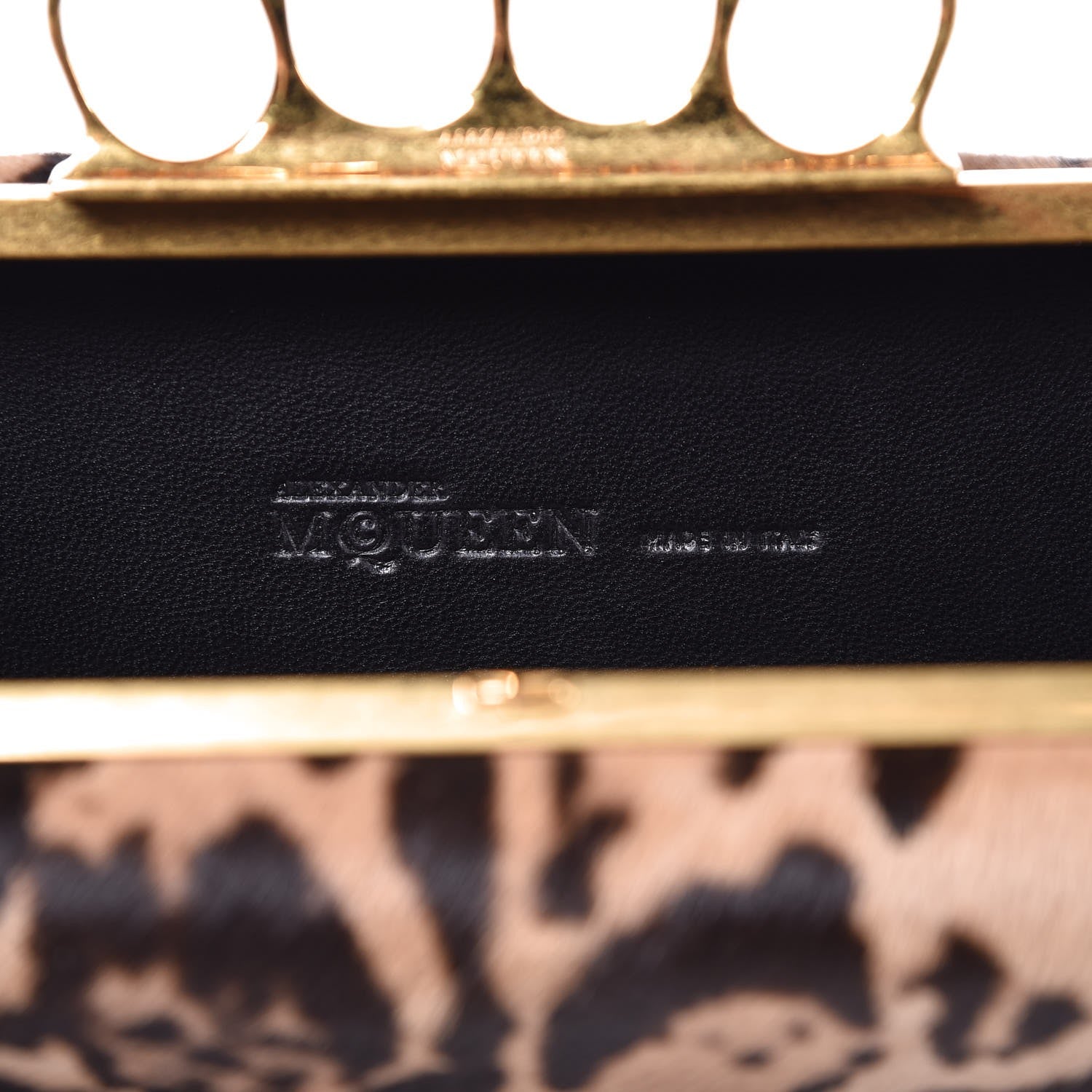 Alexander McQueen Calf Hair Leopard Print Knuckle Box Clutch Brown Black 6 of 7